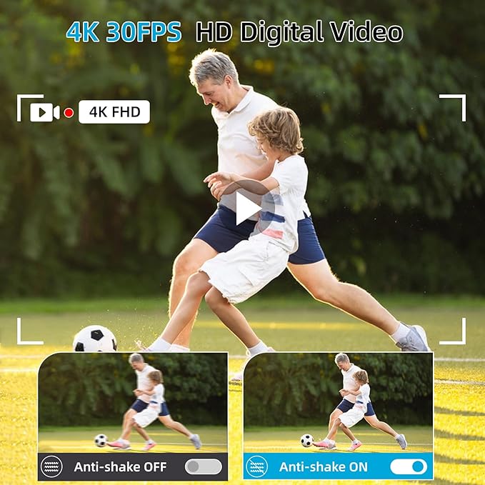 4K Digital Camera for Photography Autofocus,64MP WiFi Vlogging Camera with 3” 180° Flip Screen for YouTube,18X Zoom Travel Camera for Beginners,32GB Card & Rechargeable Battery (White)