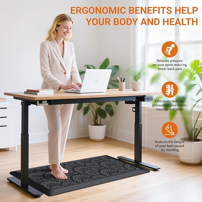Mattitude 4/5 Inch Kitchen Mat, 20x39in Heavy Duty Ergonomic Comfort Foam Standing Desk Mat, Waterproof Non-Slip Standing Mats and Rugs for Kitchen, Office, Black