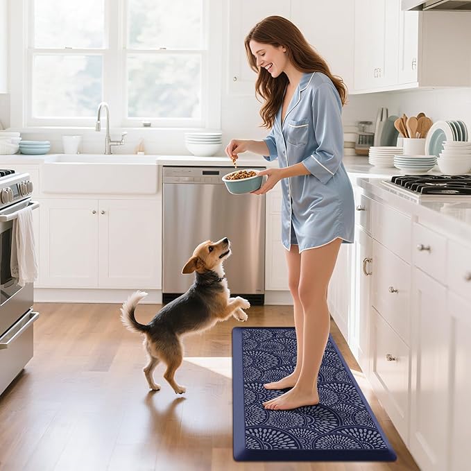 Mattitude 4/5 Inch Kitchen Mat, 20x39in Heavy Duty Ergonomic Comfort Foam Standing Desk Mat, Waterproof Non-Slip Standing Mats and Rugs for Kitchen, Office, Blue