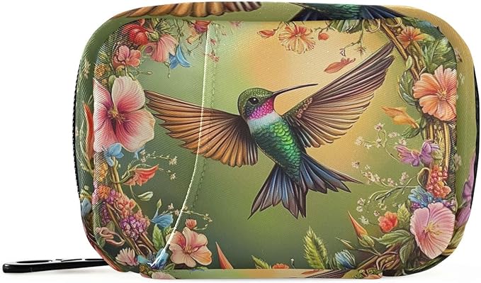 Travel Pill Case Flower Garland Bird Weekly Small Pill Box 7 Day Pill Box Pill Organizer Bag