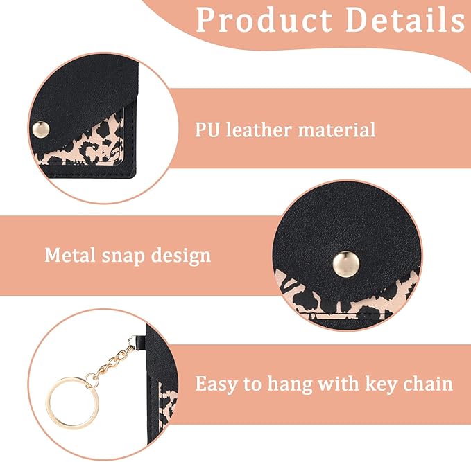 Birth Control Pill Case Sleeve Packet, 2 Packs PU Leather Birth Control Pills Case Holder 4.3 X 3 Inch Privacy Protection Pill Wallet with Key Ring for Pills Card Organizer, Black