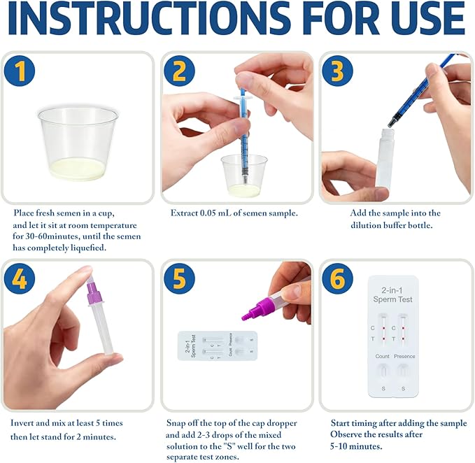 Sperm Check Fertility – 2-in-1 At-Home Semen Analysis Test for Men, Simple One-Step Check, Reliable Indicator for Fertility & Conception Readiness