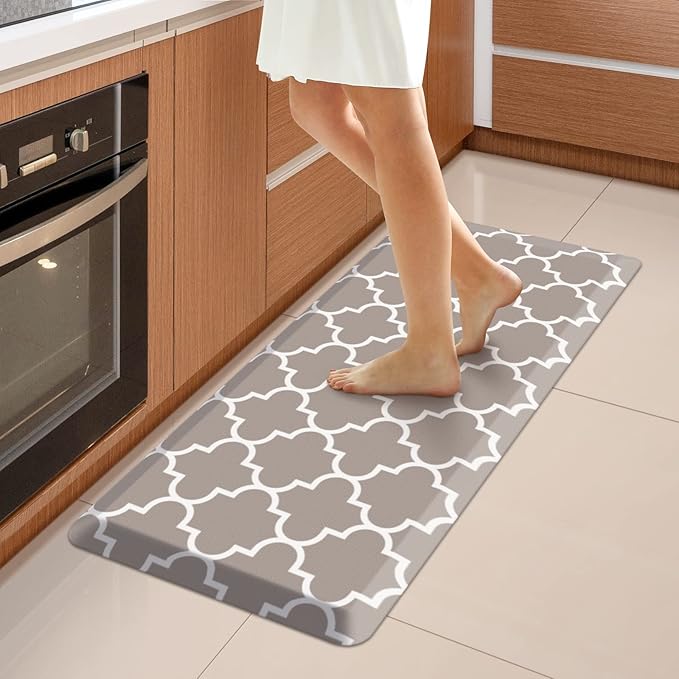 WISELIFE Kitchen Runner Rugs Anti-Fatigue mats - 4/5 Inch Non Slip Waterproof Ergonomic Comfort Mat for Kitchen, Floor Home, Office, Sink, Laundry (17.3"x 39",Khaki)