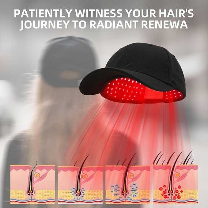 Red Light Therapy for Hair Growth, Cordless Hair Care for Home & Travel, Laser Therapy Cap for Hair Loss, Hair Loss Treatments Hat