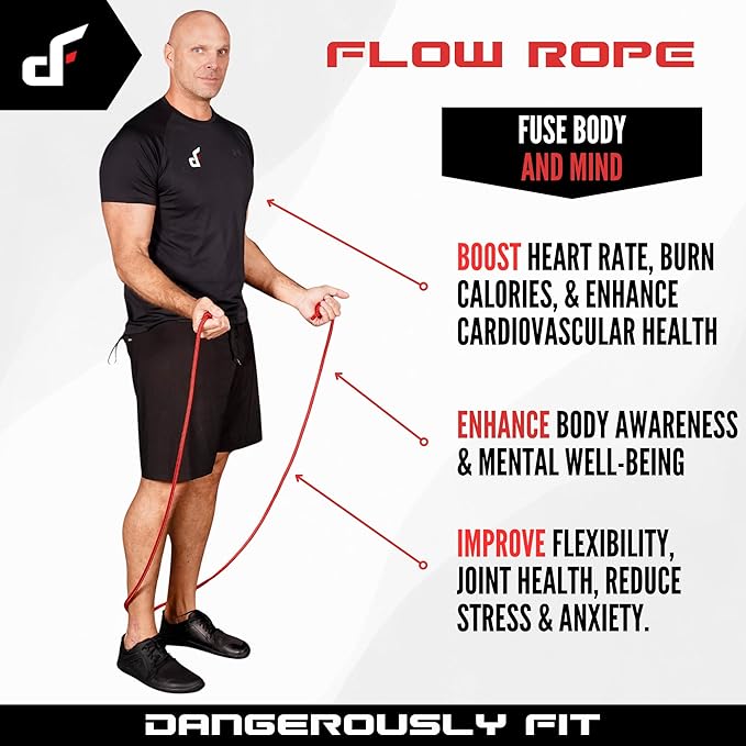 Flow Rope for Fitness Exercise - Double Braid 9ft Adjustable Length Jump Ropes - Home or Gym Training Workout for Men and Women
