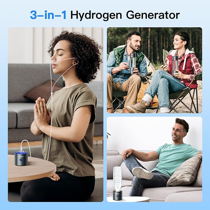 Hydrogen Water Bottle Generator,5500ppb Portable Water Ionizer Machine with SPE/PEM Technology in 5-Minute Electrolysis, Rechargeable Hydrogen Rich Cu