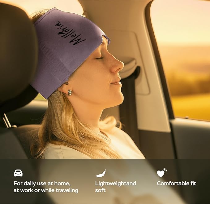 Migraine Relief Cap – Reusable Cooling Hat with Headache & Stress Relief | Soft, Stretchy Fit & Gentle Compression | Self-Care Essential Cold Gel Pack (Violet)