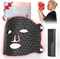 LED Light Therapy Face Mask for Full-face Wrinkles, 4 Colors Red Light Therapy Facial Mask, Rechargeable Portable for Travel and Home Use (Black)