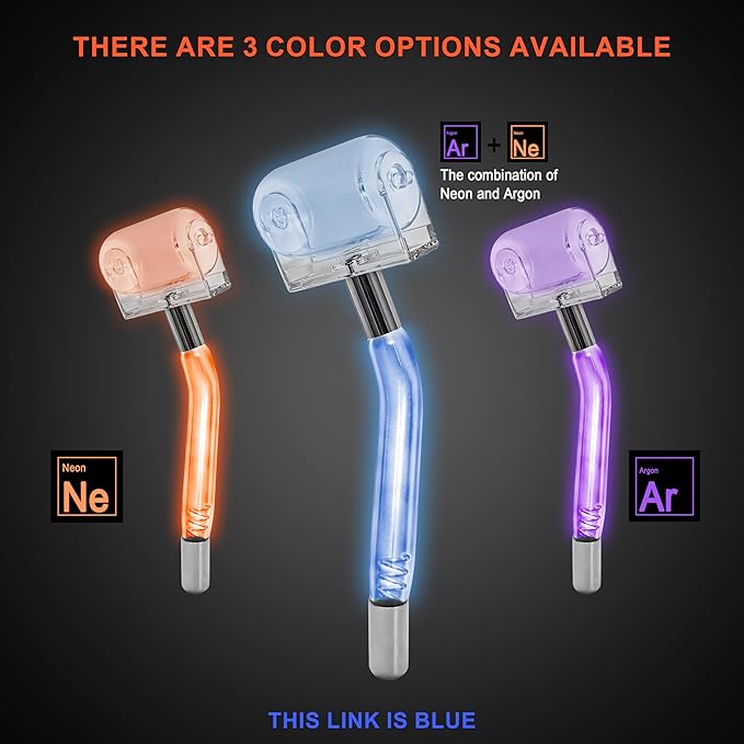 Electrode Wand Glass Tube Handheld Spare Parts Light Therapy Wand Spare Glass Attachment for Hi Frequency Facial Device Elitzia ETHG01B（Blue Roller）