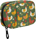 Fustylead Colorful Cute Cartoon Chicken Rooster Hen Travel Pill Case Bag with Zipper Weekly Pill Box 8 Compartments 7 Day Personal Pill Case Purse Medicine Case Organizer