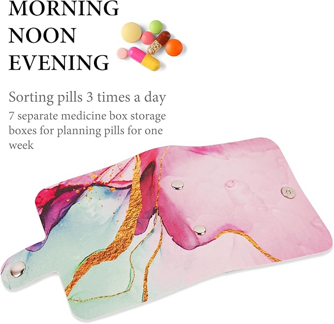 Hennaja Pill Organizer,Pill Pouches Clear Plastic Pill Bags Self Sealing Travel Medicine Organizer Storage (1-Splash Ink6, 1 Pack)