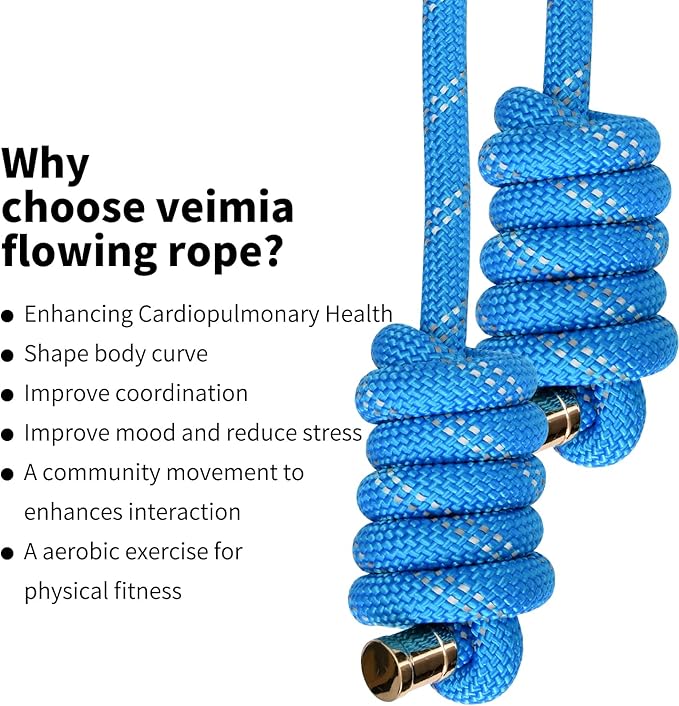 veimia Flow Rope for Fitness High Performance Double Woven Workout Rope Adjustable Flow Jump Rope for Men Women Training Indoor Outdoor Cardio Exercise Rope for beginner