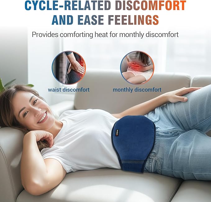 Comfytemp Cordless Portable Heating Pad with Massager for Back, FSA Eligible HSA, Rechargeable Wireless Lower Back Massager with Heat, Battery Operated Electric Wearable Heated Waist Belt for Period