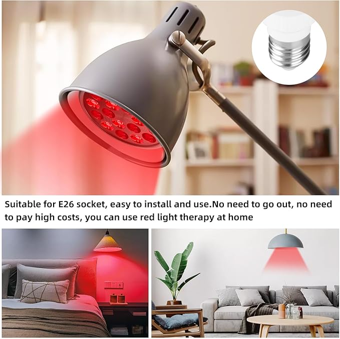 Red Light Therapy Bulb, Red Light Therapy for Body and Face Use, 18 LEDs 660nm Red and 850nm Near Infrared Red Light Therapy Lamp Suitable E26 Socket (Only Bulb)