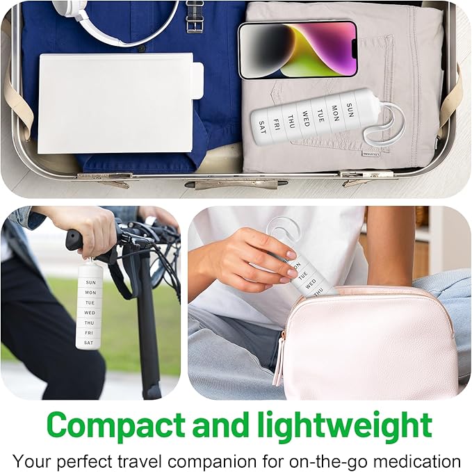 7 Day Pill Organizer, Waterproof Weekly Pill Organizer 1 Time a Day, Zoksi Portable BPA Free Daily Medication Organizer for Vitamins, Supplements, Fish Oil(Daily Use, Home, Gym, Work)