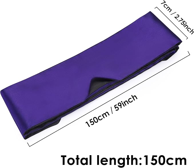 FRESHME Satin Eye Mask - Soft Sleep Mask Adjustable Eye Cover Blindfold for Night Meditation Travel Nap Sleep Eye Mask for Women Men Side Sleeper Valentine's Day Gift Black and Deep Purple 160cm/63in