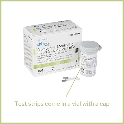 McKesson True METRIX Blood Glucose Test Strips for Diabetes Professional Monitoring System, Multiple Patient Use (100 Count (Pack of 1))