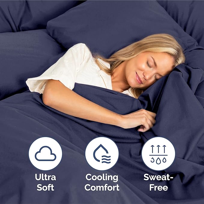Split King Size 5 Piece Sheet Set - Extra Soft, Breathable, & Cooling Sheets - Hotel Luxury Bed Sheets for Women And Men - Deep Pockets, Easy-Fit & Wrinkle-Free - Deep Slate Blue Oeko-Tex Bed Sheets