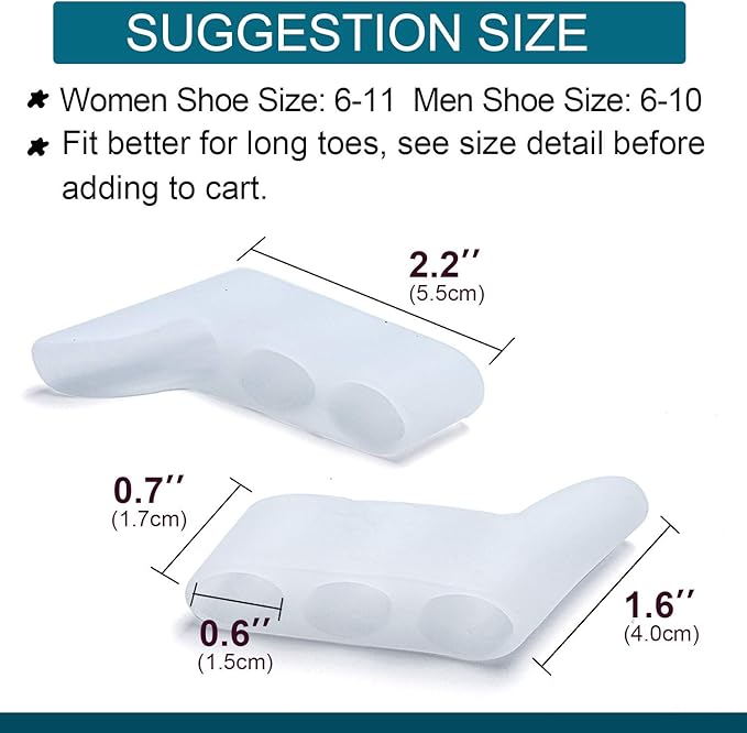 Povihome 10 Pack Pinky Toe Separator and Protectors, Triple Gel Toe Separators for Overlapping Toe, Curled Pinky Toes Separate and Protect