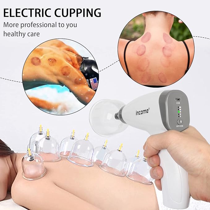 ZILAMPU Electric Cupping Therapy Set, Portable Chinese Cupping Therapy Machine with Pump, Electric Body Massage Scraping Care Device Kit with 4 Vacuum Suction Cups for Homeuse