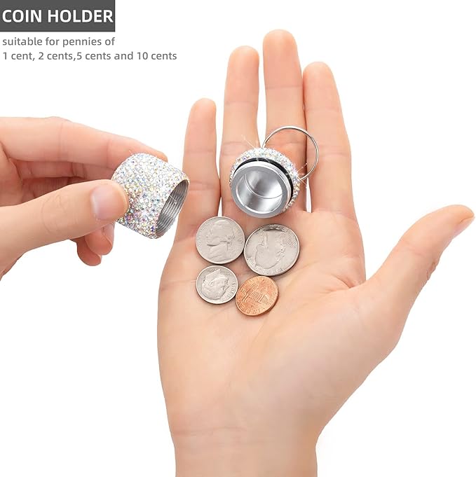 Keychain Pill Box Diamond Small Pill Organizer Medication Lock Box Cute Medicine Case for Purse Jewelry Ring Holder with Keychain Medicine Storage for Vitamin Supplement (AB)