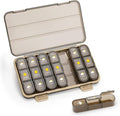 Pill Organizer 3 Times A Day, Pill Box 7 Day - Acedada Weekly Travel Medicine Organizer Box 3X A Day, Large Pill Container Holder Vitamins Case Pill Dispenser, Brown
