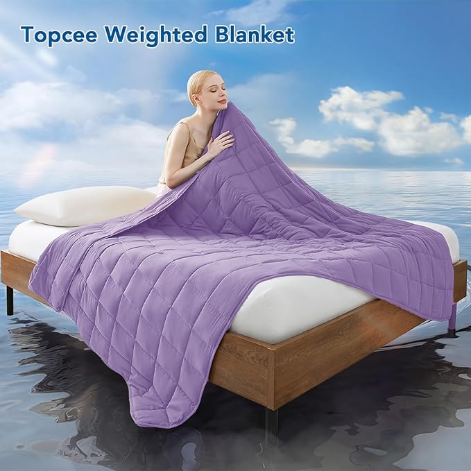 Topcee Weighted Blanket for Adults (20 lbs, 60" x 80") Queen Size Soft Cooling Heavy Blanket Sleeping, Apply to 190-210 lbs Body, Thick Breathable Blanket with Glass Bead, Easy Care
