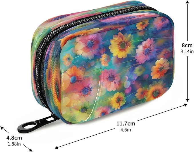 Watercolor Flowers Pill Organizer Portable Travel Pill Case Weekly Pill Box for Medicine Vitamin Supplement