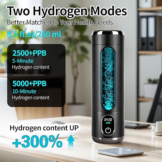 2026 New Upgrade Hydrogen Water Bottle, Up to 5000+ PPB, 8.5 oz Food-Grade PC Hydro Water Machine, SPE/PEM Technology, Portable Hydration System, Health Care Gifts for Husband, Wife, Family, Friends