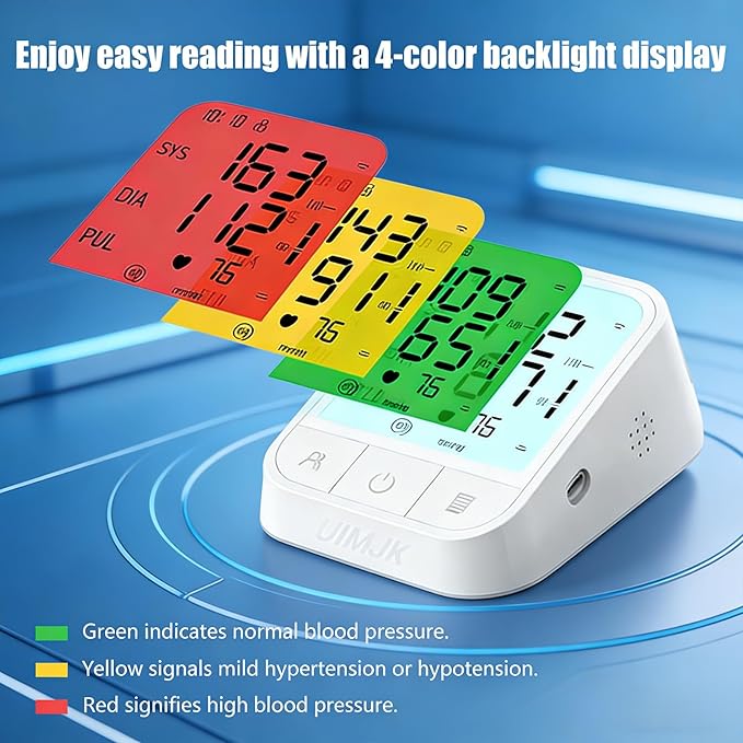 Arm Blood Pressure Monitor, Blood Pressure Monitors for Home use, Upper Arm Blood Pressure Machine with 2x199 Records, 4.3 inch Backlit Large Screen Adjustable Large Cuff 8 to 17 inches