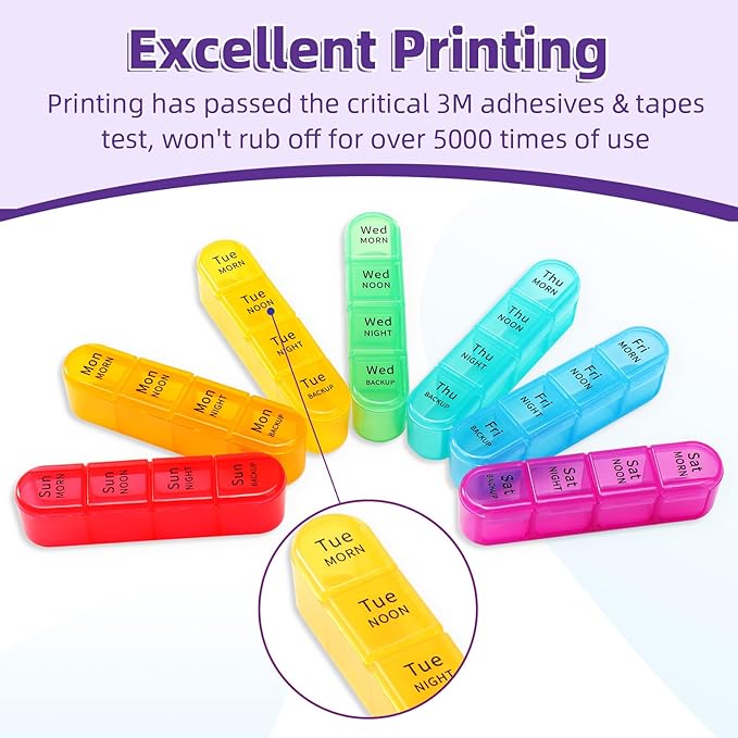 Daviky Weekly Pill Organizer 4 Times a Day, Large 7 Day Pill Box Portable for Travel, Medicine Organizer Box with Removable Individual Pill Containers to Hold Vitamins, Supplements and Medication
