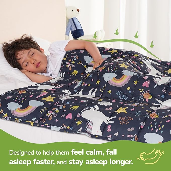 Sivio Weighted Blanket 3lbs, Unicorn Small Cooling Heavy Blankets, Washable Breathable Throw Blanket for Sleep & Calming, 36"x48"-3lb, Navy Blue