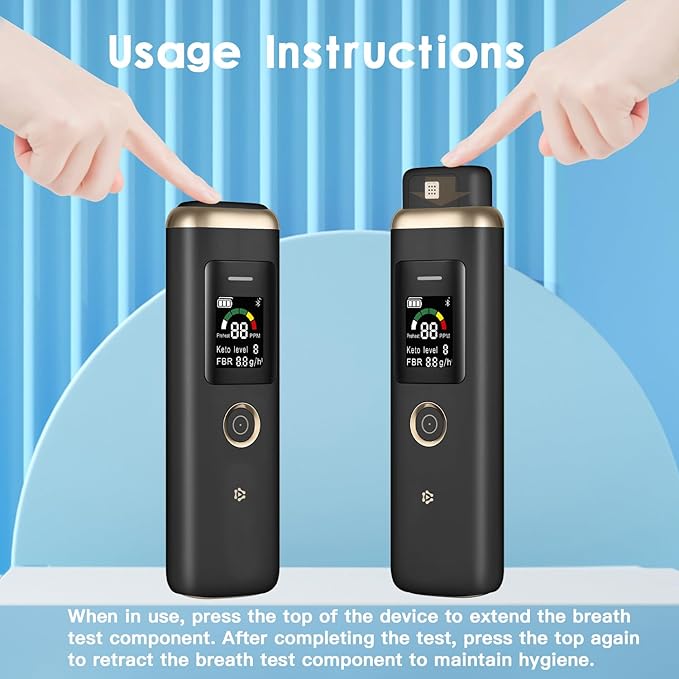 Professional-Grade Ketone Breath Monitors Analyzer for Monitor Ketonsis in Your Breath - Home Breath Ketosis Metter | Portable Breath Ketosis Tester Ketone Meter - Empower Your Fitness Journey