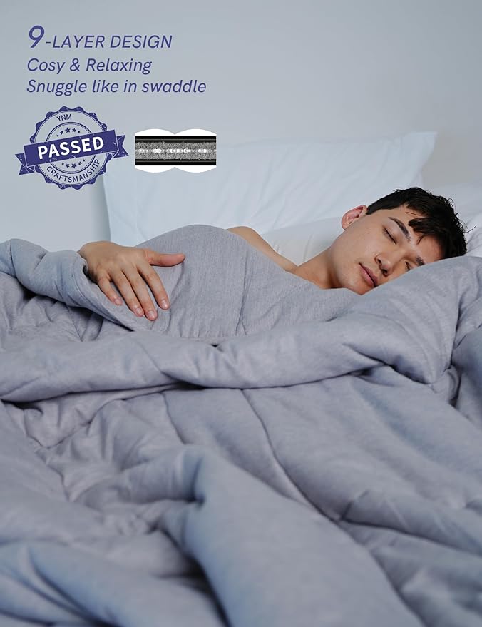 YnM Weighted Blanket Queen 15lbs, The Heavy Oversized Weighted Comforter, Warm & Fluffy (Neutral Grey, 15lbs, 90" Lx90 W)