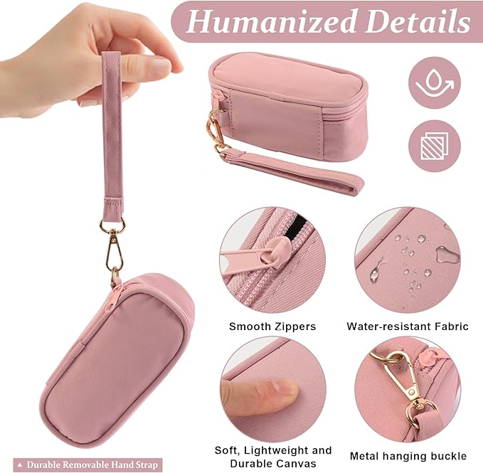 Weekly Pill Organizer 2 Times a Day, Travel Pill Box 7 Day with Large Opening, Pill Case, Pill Dispenser Medicine Organizer for Vitamins, Fish Oils, Medications, Supplements (Dusty-Pink, Small)