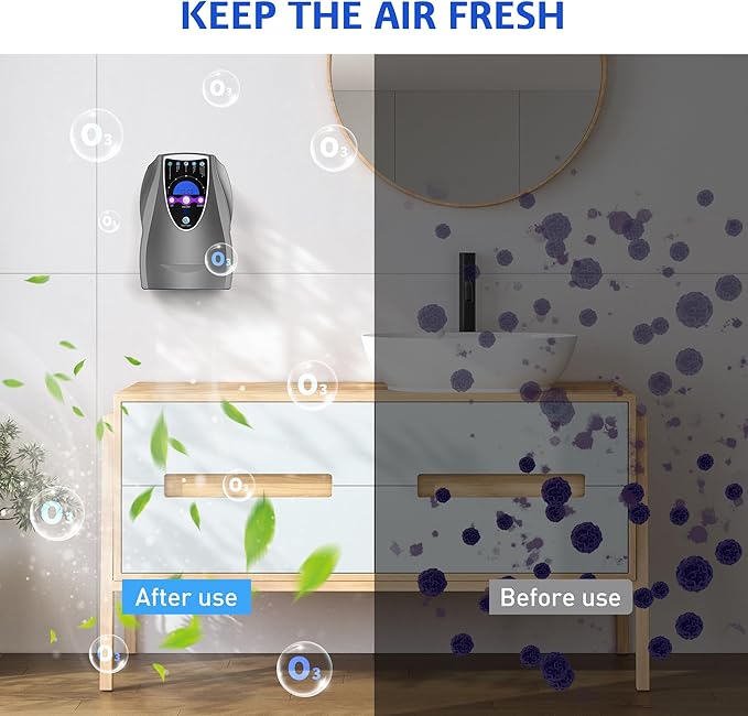 Ozone Machine, 1000mg/h Multipurpose Ozone Machine for Air, Water, Fruits, Vegetables Cleaner Device in Water - Dark Gray