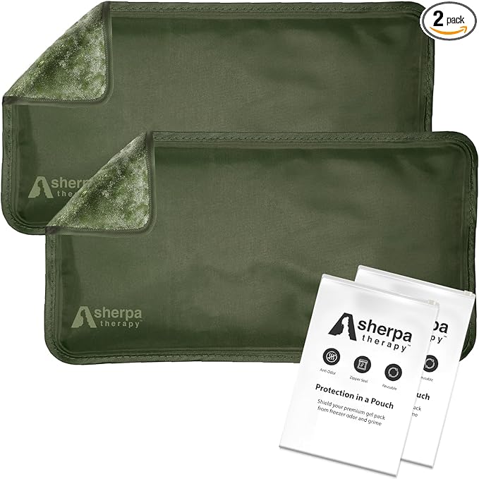 Small Flexible Gel Ice Packs for Injuries Reusable - Soft Hot and Cold Packs for Injuries for Ankle, Hand, Wrist, Head Pain Relief - 5" x 10" - 2PK - Green