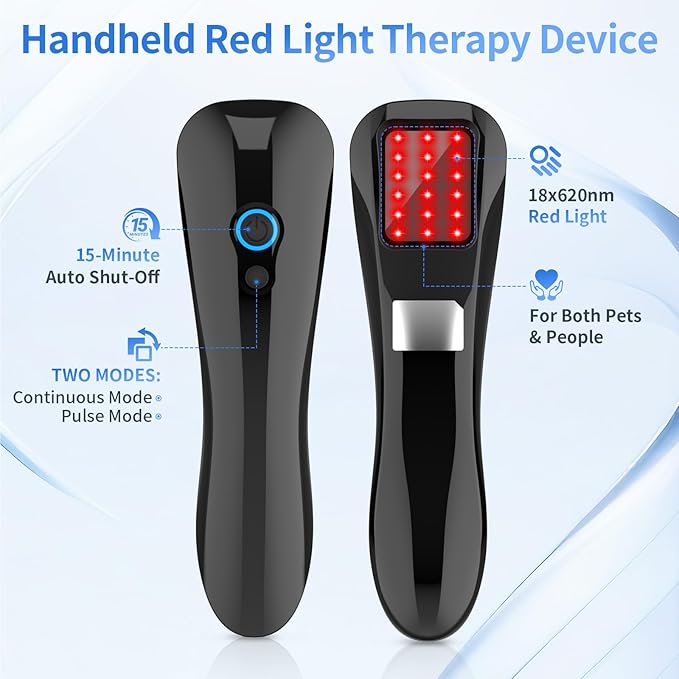 Handheld Red Light Therapy for Human and Pet,Portable Low Level Led 620nm Red Light Wand for Joints & Muscles Pain Relief for Dog and Cat