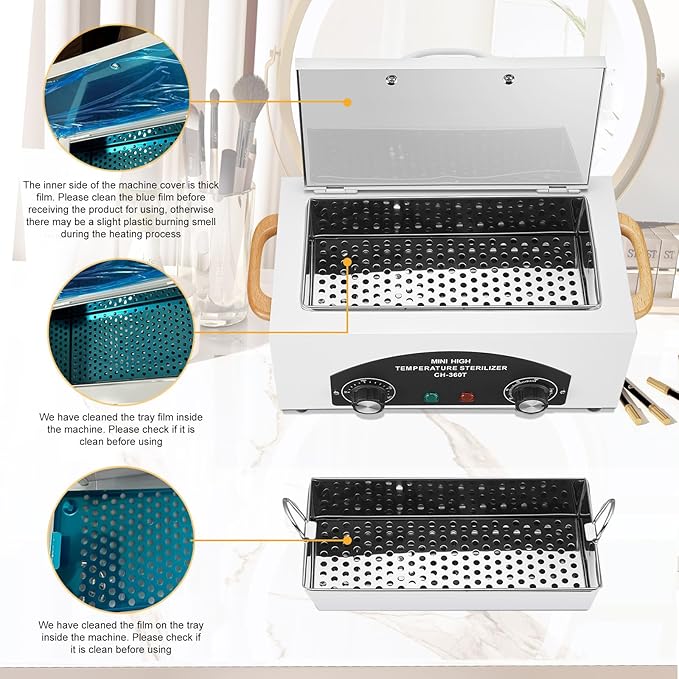High Temperature Sterilizer Autoclave Machine 110V 300W Nail Tool Sterilizer Dry Heat Sterilizer Dental Tool Sterilizer esterilizador de manicura 1.5L Salon Equipment for Metal Tools with Handle