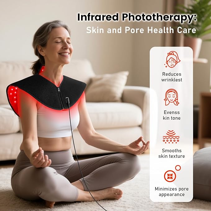 Red Light Therapy for Neck and Shoulder, Infrared Light Therapy for Body at Indoor, Pain Relief, 194-LED, 660nm & 850nm, 30W High Power
