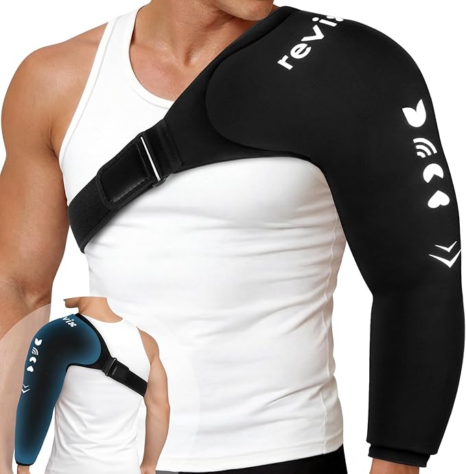 REVIX Arm Shoulder Ice Pack Rotator Cuff Cold Therapy, Reusable Ice Sleeve for Shoulder & Elbow Pain Relief, Gel Ice Packs for Pitchers, Volleyball Players, Athletes, Throwing Recovery, L