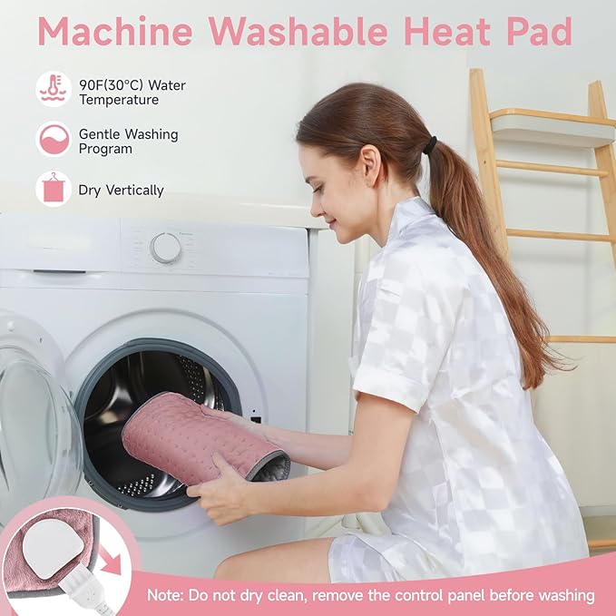Heating Pad for Period Cramps, Heating Pads for Back Pain Relief, Heat Pad with 4 Timer & 6 Heat Temperature & Auto Shut Off, 12" x 24" Heating Pad for Women Mom Birthday Christmas Gift