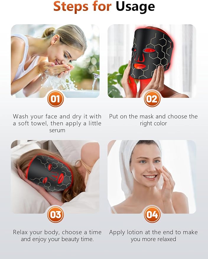Red Light Therapy for Face, 7-1 Colors Portable Led Face Mask Light Therapy with Remote, Near-Infrared 850nm Wavelength with Timing Function for Anti-Aging Skincare at Home 288 LED Beads