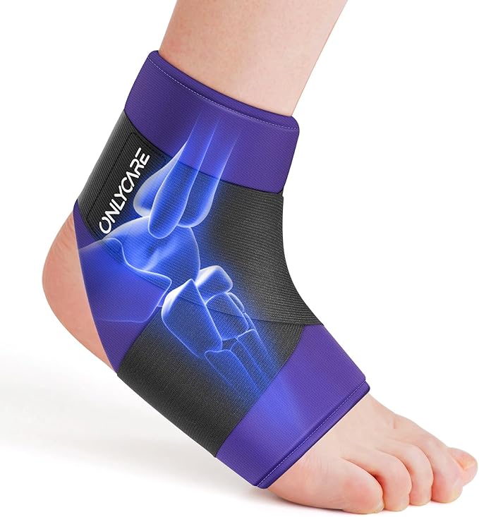 ONLYCARE Ankle Ice Pack Wrap for Swelling, Upgraded Gel Ice Pack Reusable, Hot Cold Therapy, Cold Pack for Sprained Ankle Injuries, Achilles Tendonitis, Plantar Fasciitis, Purple