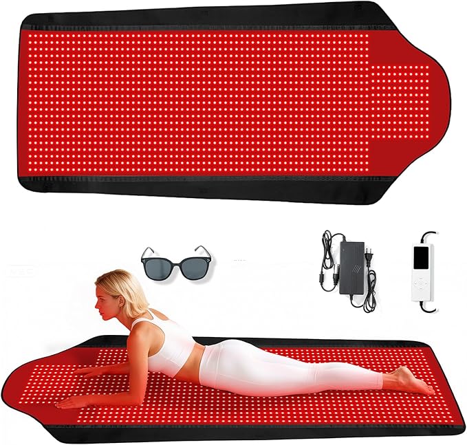 Red Light Therapy Mat for Full Body, Largest 1444 LEDs Near Infrared Light Therapy Pad, 660nm& 850nm 2in1 LEDs Light Blanket, High end Leather, 5 Power Levels UP to 288W, 73"x35"