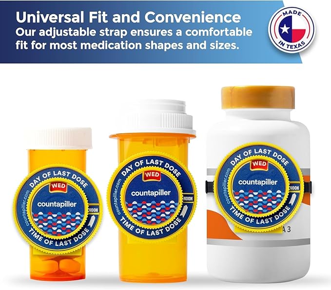 Dosage Time Tracker - Medication Intake Management - Medication Organizer Reminder - AM/PM - Dosage Reminder in Daily and Hourly - Pill Tracker - Made in Texas (White)