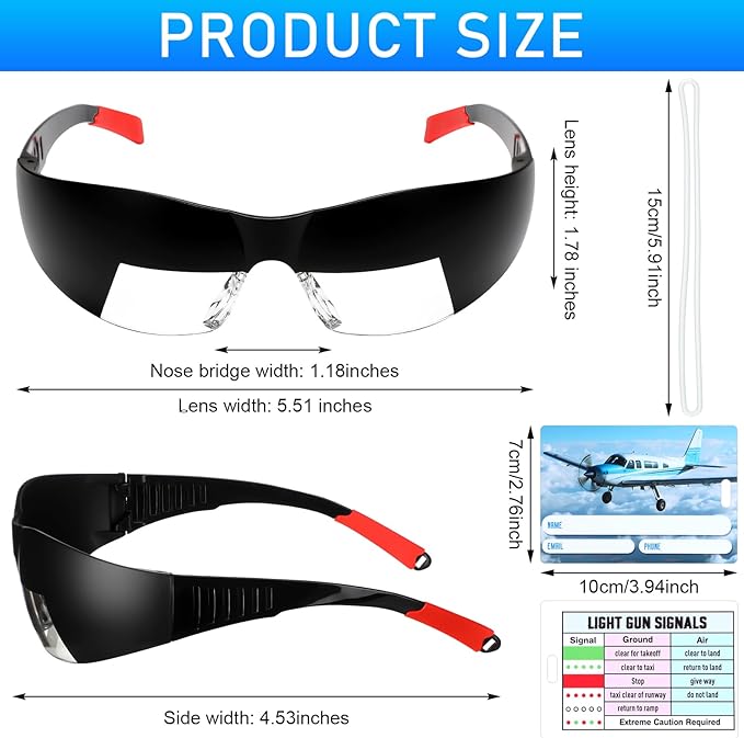 Flight Training Glasses Flight Goggles IFR Training Aviation Glasses Black View Limiting Goggles Device with Luggage Tag Box and Storage Bag