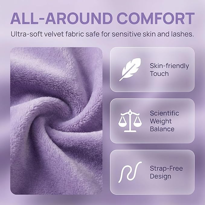 Weighted Eye Mask - Premium Plush Herbal Sleep Mask with 0.5 lb Naturally Lavender Pack for Heat or Cold Use, Contoured Full-Wrap Comfort, 100% Blackout for Rest & Travel (Lavender)
