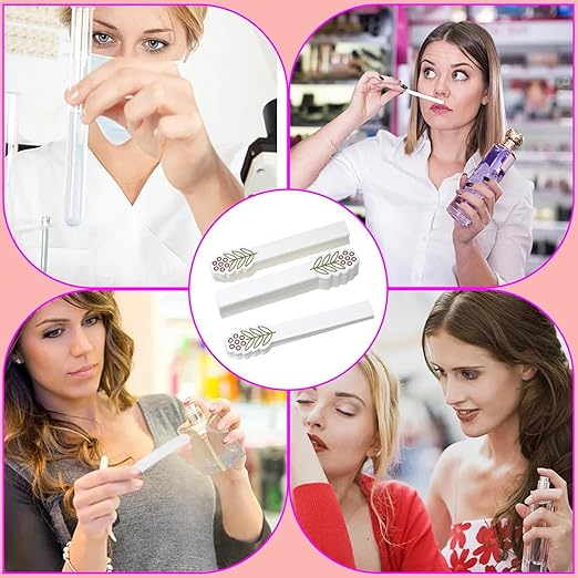 Honbay 100PCS Fashion Flower Disposable Perfume Test Strips Essential Oils Paper Test Strips Smelling Test Paper White Testing Strips Aromatherapy Fragrance Tester Strips