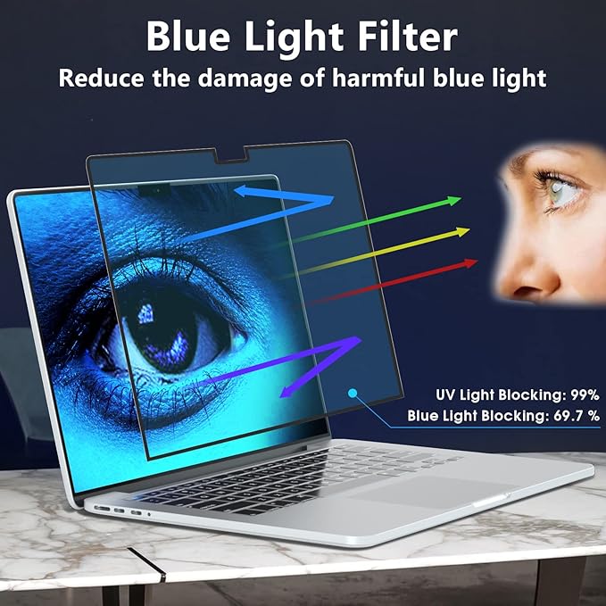 FILMEXT Macbook Pro 14 inch Screen Protector 2026-2021 M5 M4 M3 M2 M1 A3185 A3112 A3401 A2918 A2992 A2779 A2442,Bubble Free Blue Light Screen Filter for Macbook Pro 14.2" -Eye Care/Anti-Glare-Matte
